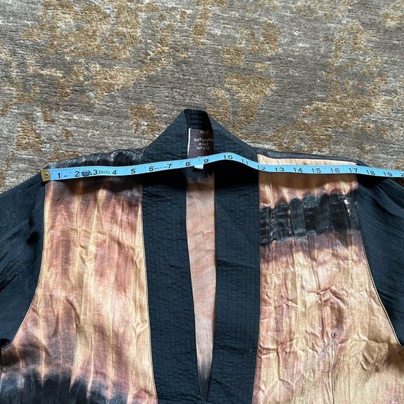 Harubella Black Bronze Kimono Single Button Lightweight Crinkled, Jacket OSFM - Picture 9 of 12